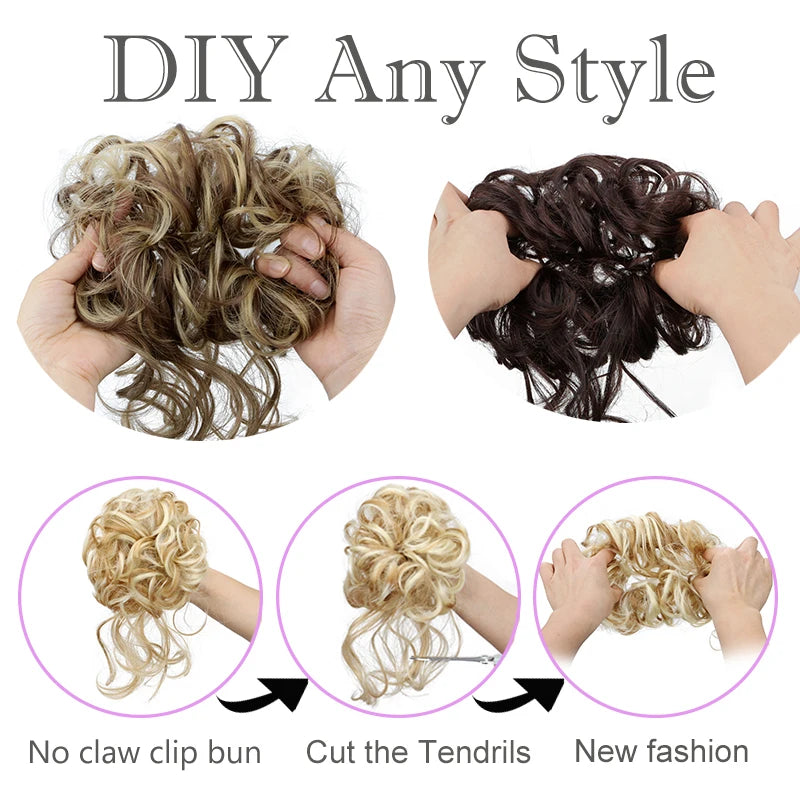 Synthetic Messy Donut Hair Buns Tousled Updo Chignon Elastic Hair Extension Hair Accessories for Women