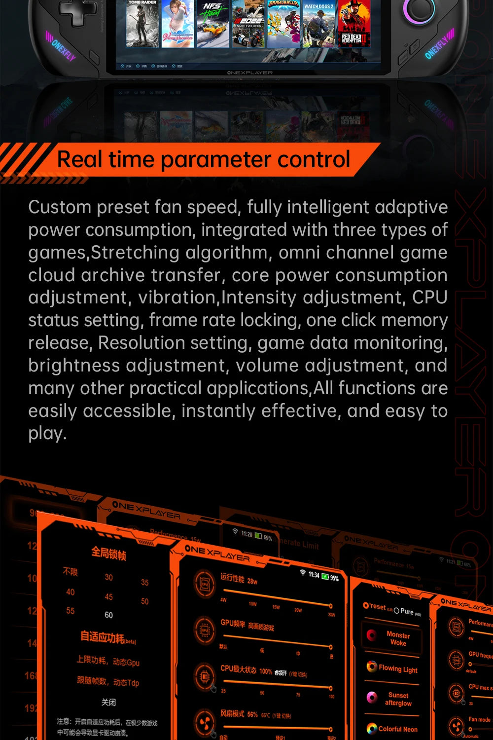 OneXPlayer OneXFly F1 Pro AMD AI 9 HX 365 370 OLED 144Hz Screen Gaming Handheld Console 3A Gamepad 7” PC Game Computer Laptop