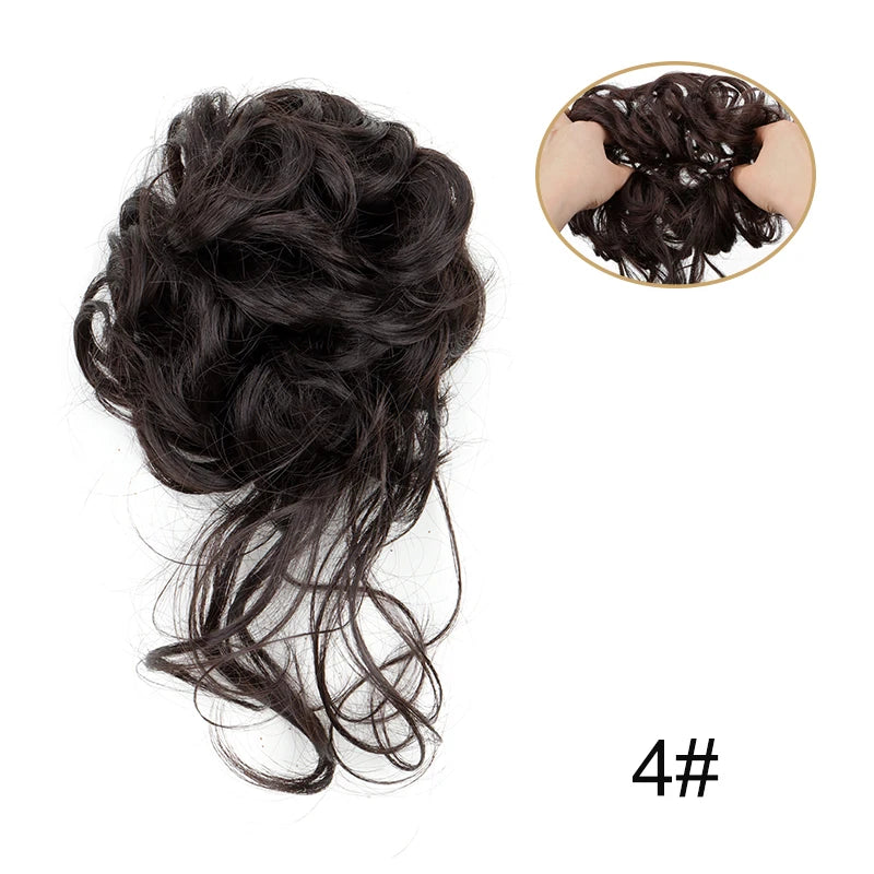 Synthetic Messy Donut Hair Buns Tousled Updo Chignon Elastic Hair Extension Hair Accessories for Women