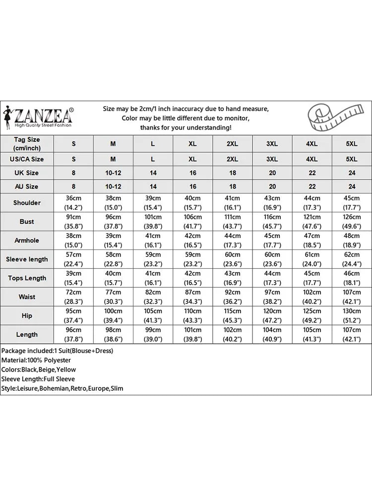 Elegant Spring OL Work Dress Sets 2PCS Women Outfits Long Sleeve Blazer Sundress ZANZEA Fashion Matching Sets Tracksuits