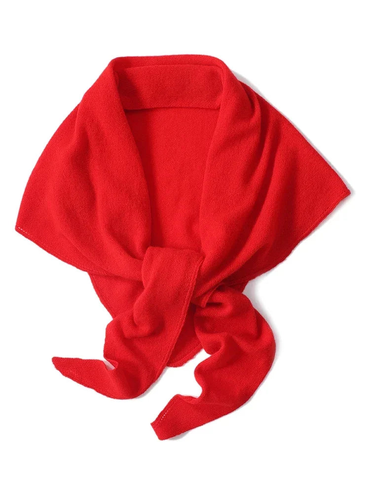 2024 Trend Large Triangle Shawl Scarf 100% Wool Women Knitted Accessories Cape Casual Soft Warm Cappa Cozy Black Gray Red