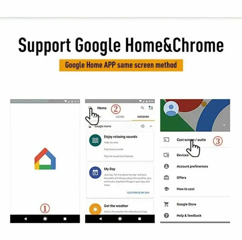 Chromecast Google Wireless WiFi mirascreen HDMI-compatible HD Display Dongle Media Streaming Video tv Smart Home For ios/Android
