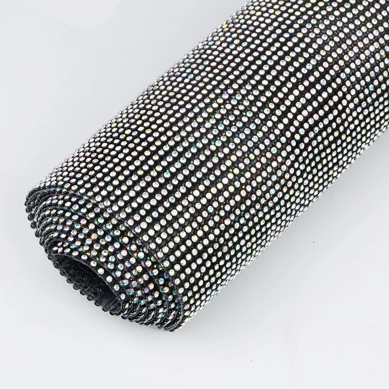 45x60cm Hotfix Gold/Sliver/Black Crystal AB Aluminum Rhinestone Sheet Glass Crystal Rhinestone Trim Iron on Garment Accessories