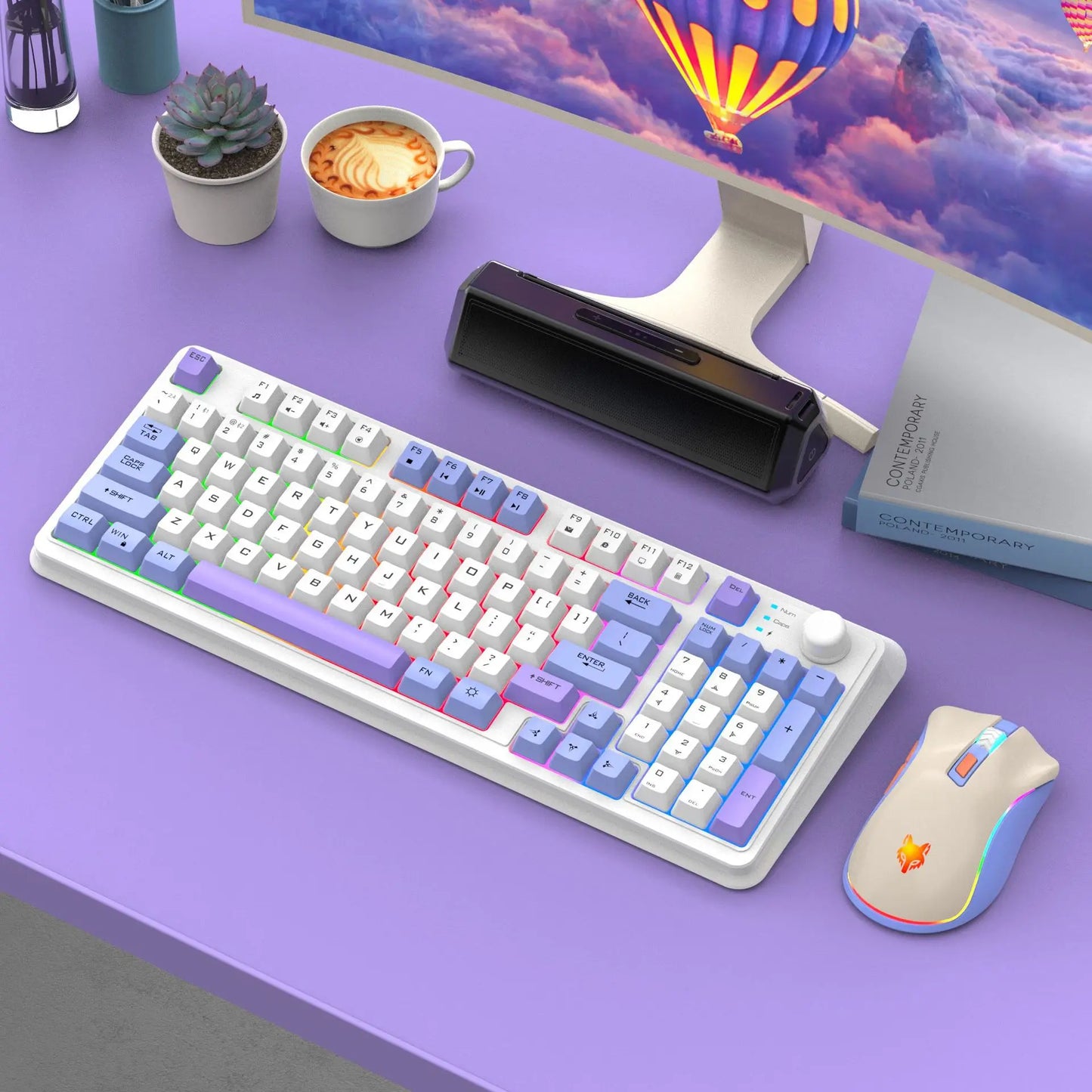 Russian Wireless Keyboard With Russian Layout Spanish Arabic Korean Keyboard Mouse Kit Bluetooth RGB Backlight Volume Knob K94