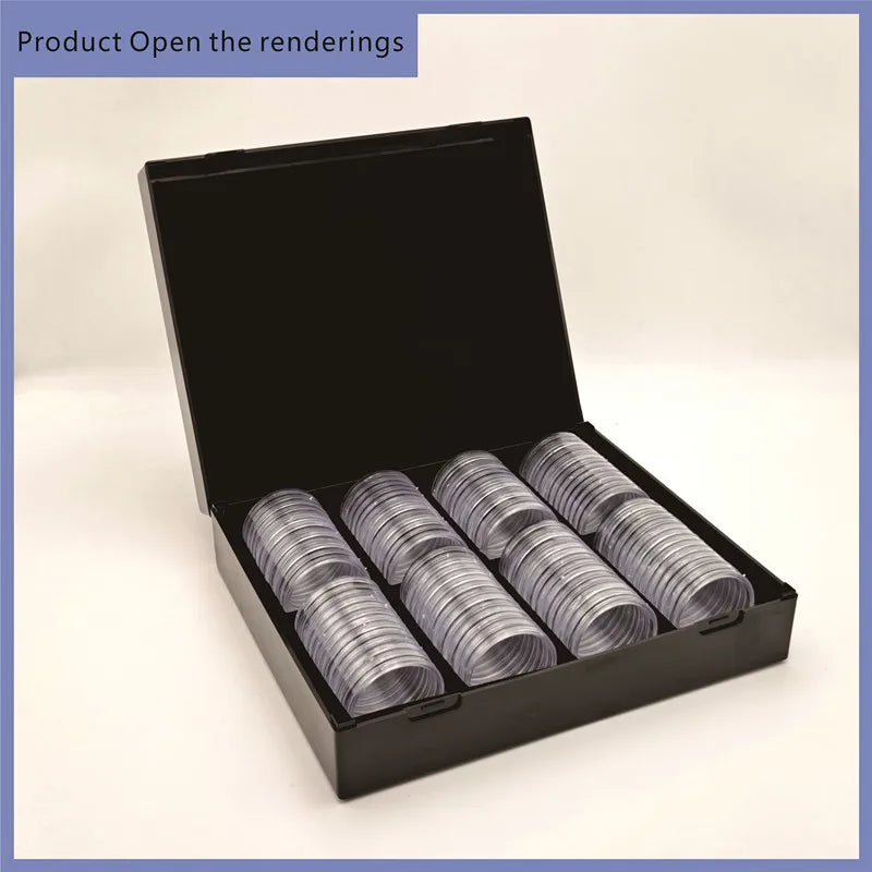 Adjustable 46mm coin small round box Commemorative coin collection box Coin protection box 100 collection boxes