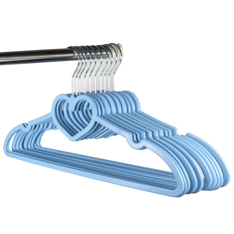 10Pcs Clothes Hanger Durable Abs Girly Heart Pink Love Bow-Knot Pattern Hanger Non-Slip Clothes Hanging Supplies