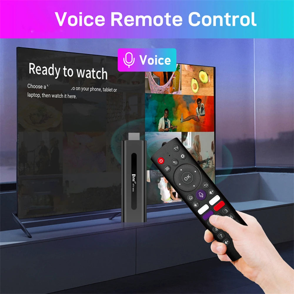 TV98 8K ATV Smart TV Stick BT5.0 Android 14 ATV Allwinner H618 2.4G 5G Wifi Support OTA 4K Player 2GB 16GB Voice remote TV Box