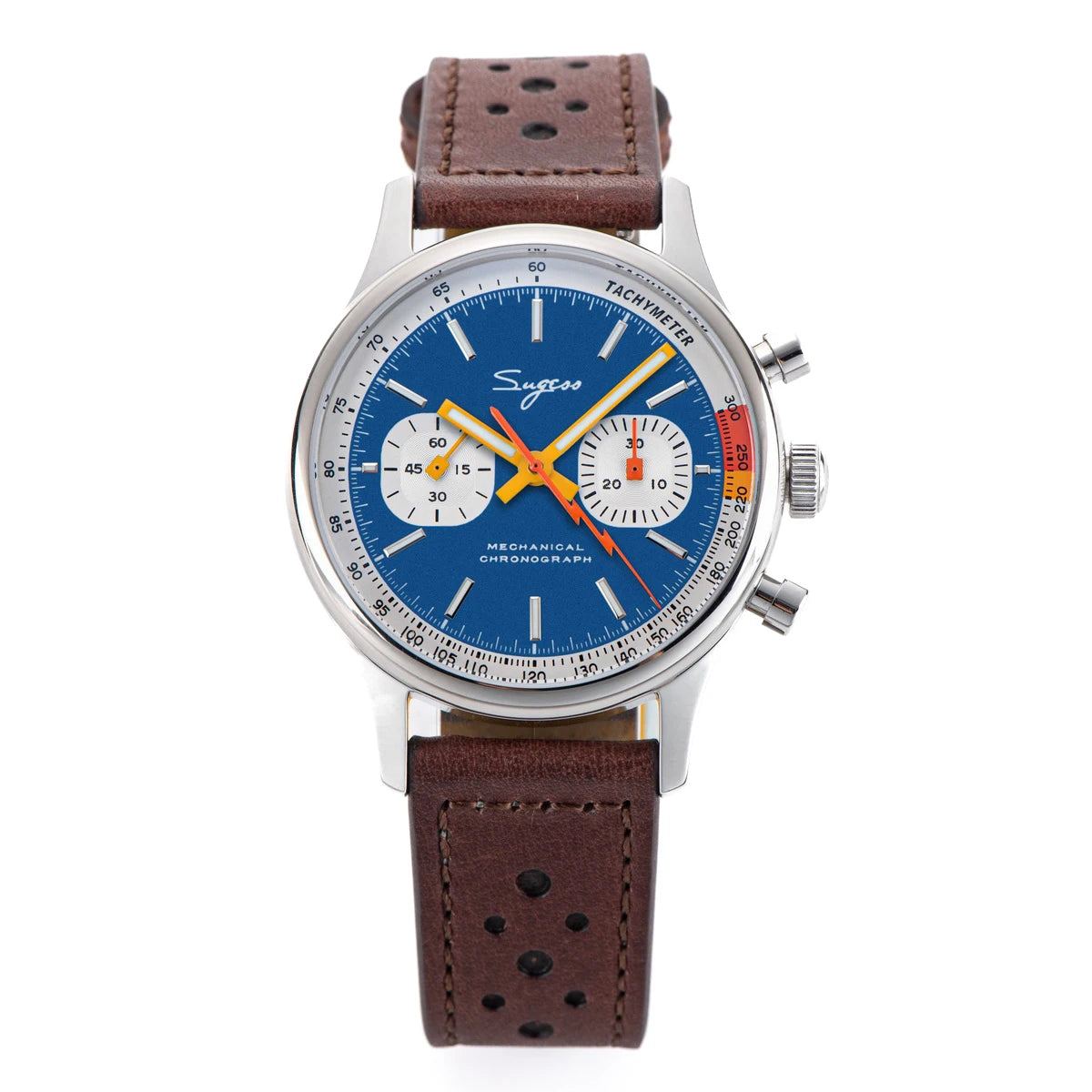 Sugess Watch Mens 1963 Pilot Chronograph Mechanical Wristwatches Tianjin ST19 Movement Swanneck Sapphire Crystal Racing Leather