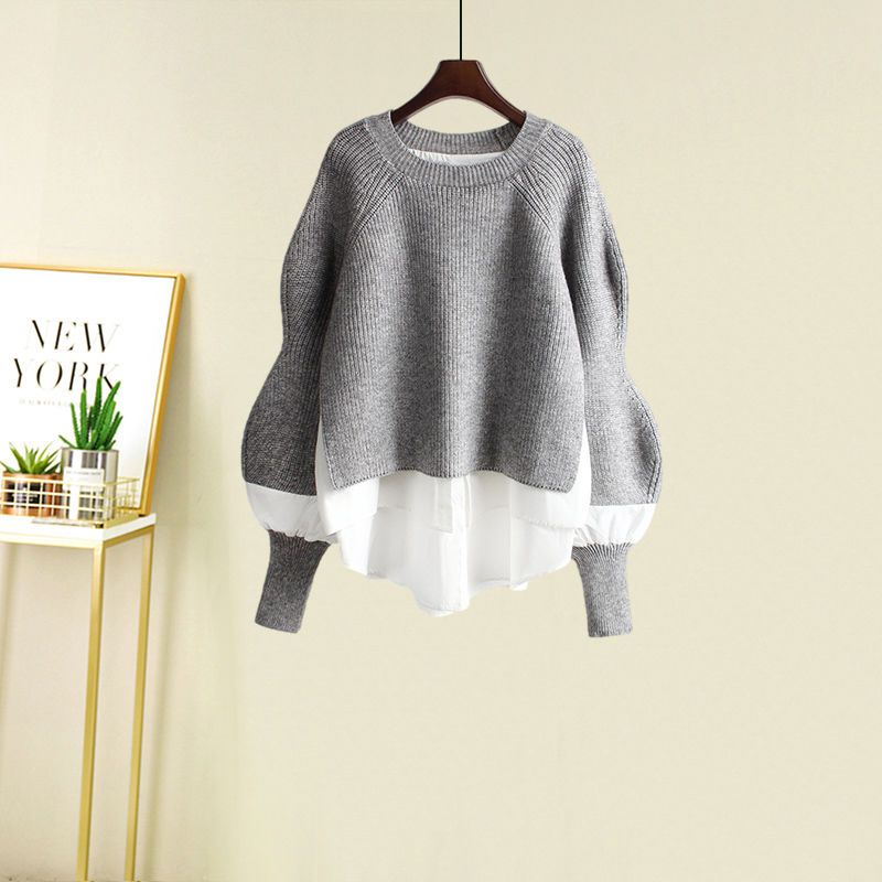 Women's Spring Autumn New Fashion Fake Two Piece Knit Sweater+Strap A-line Skirt Suit Korean Elegant Pullover Dress Matching Set