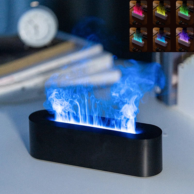 2023 Flame Aroma Diffuser Air Humidifier Cool Mist Maker Fogger Essential Oil Fire  Led Lamp Diffuser Ultrasonic For Home Office