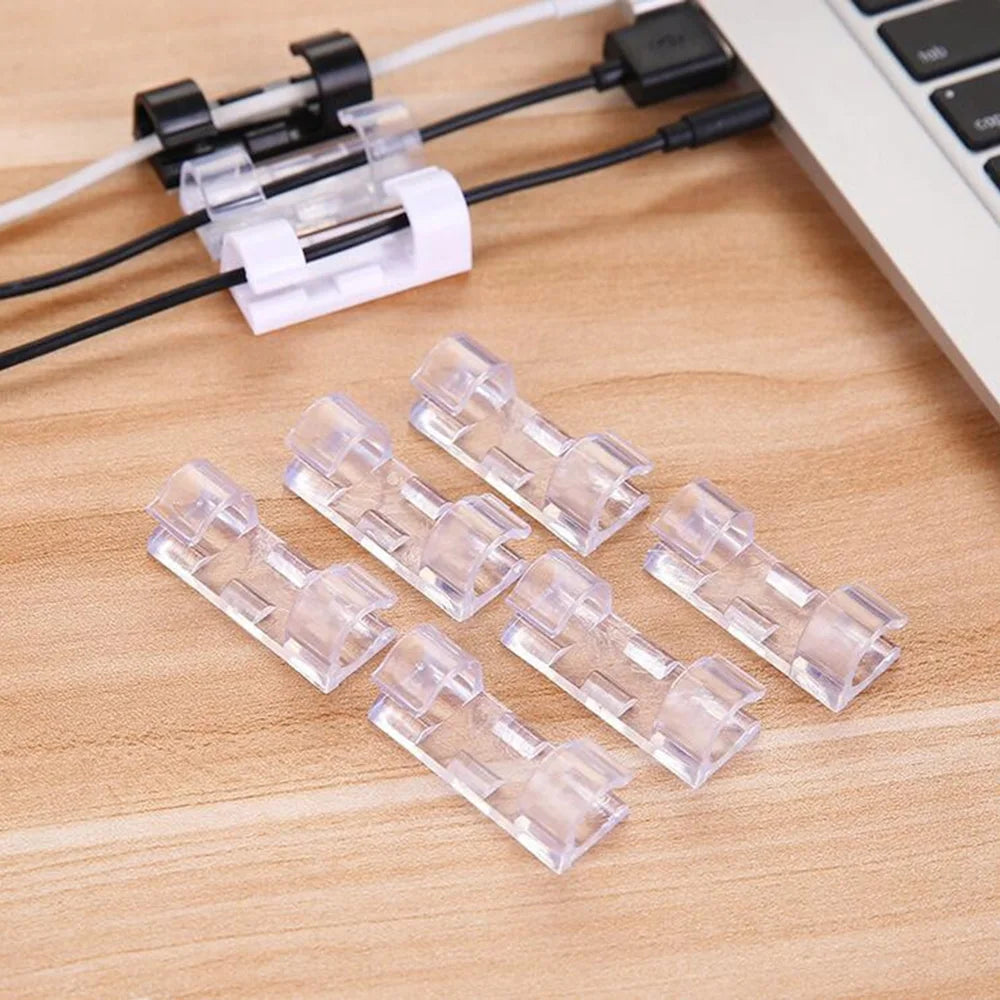 16/20pcs Cable Organizer Clips Cable Management Wire Manager Cord Holder USB Charging Data Line Bobbin Winder Wall Mounted Hook