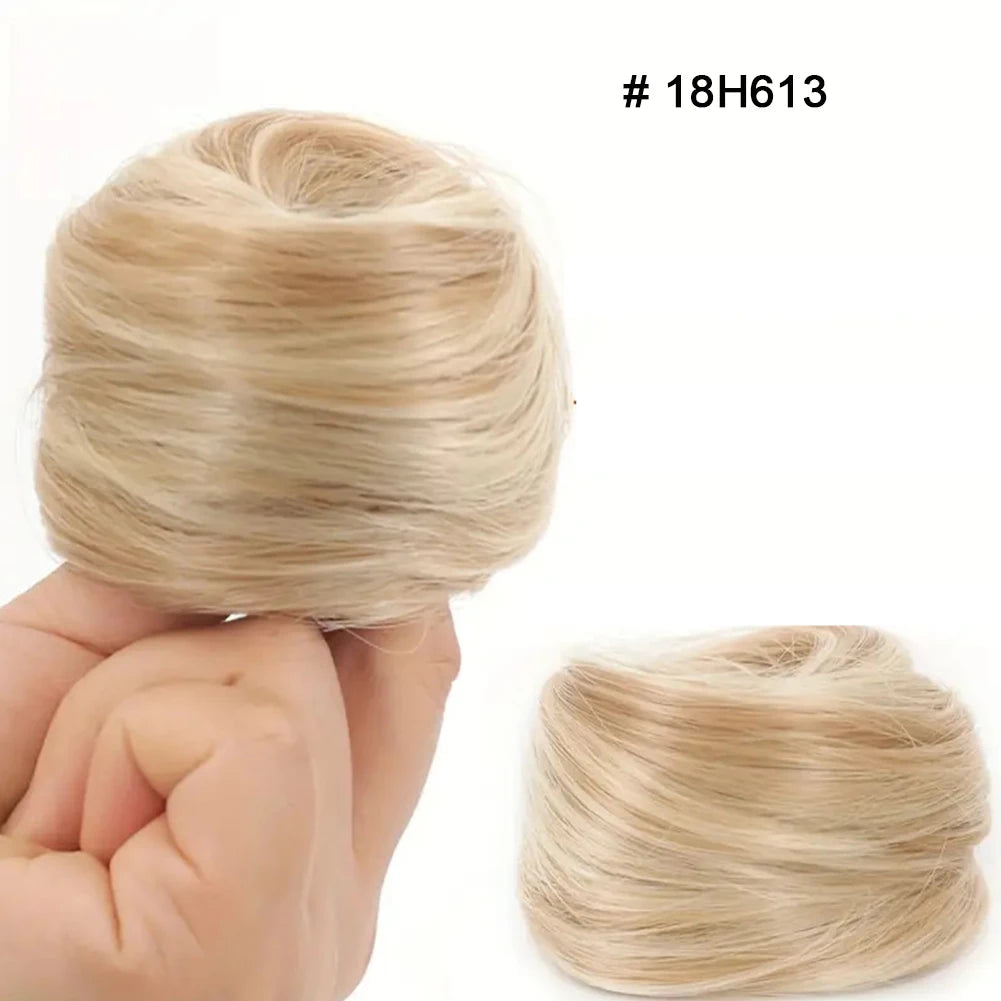 1Pc Synthetic Hair Bun Straight Chignon Elastic Rubber Band Fake Hair Clip in on Hair Tail Extension Updo Hair Piece Ponytail