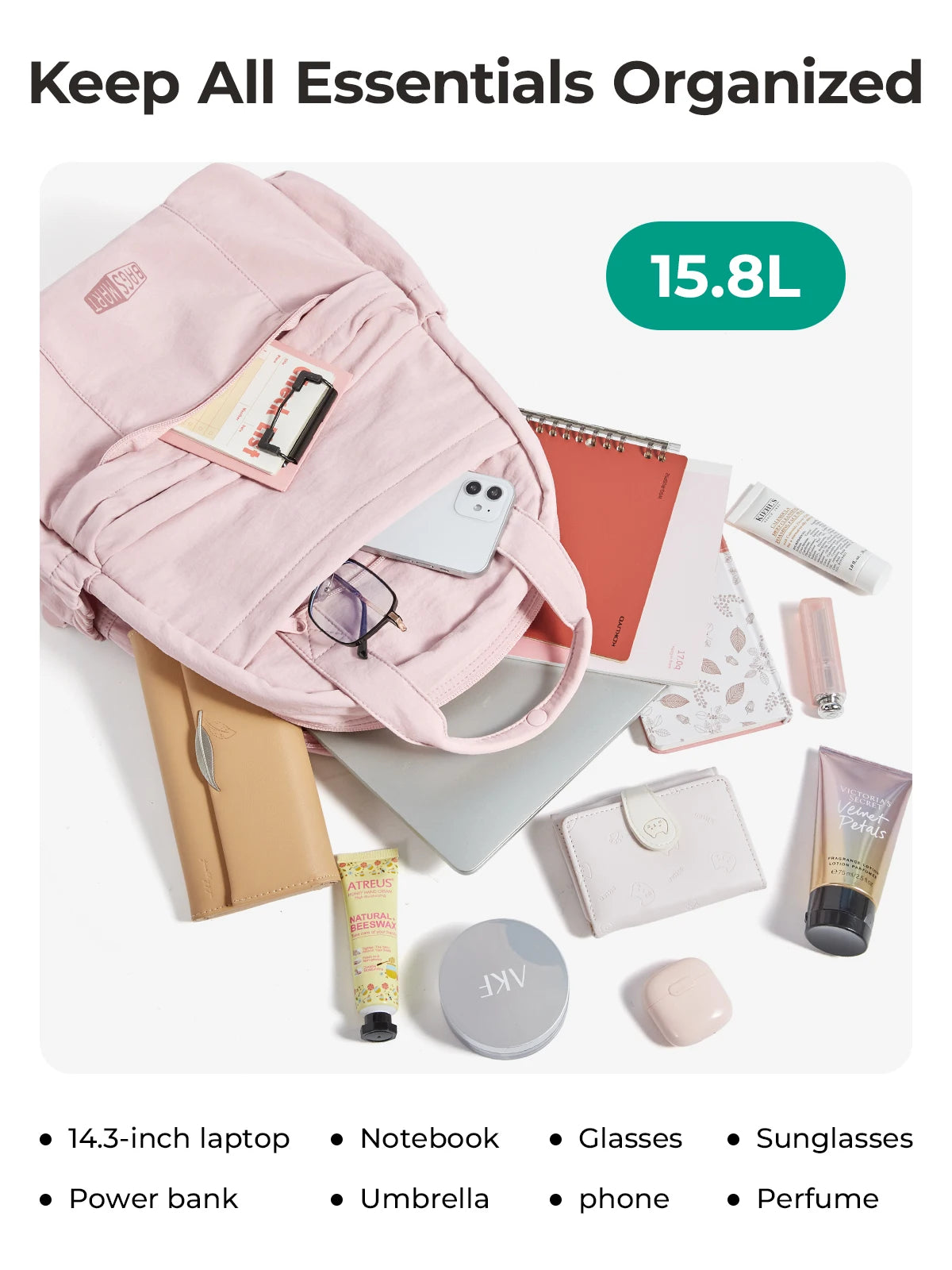 BAGSMART 14.3 in Laptop Backpack Large Capacity Business Briefcase Multi-Function Large Capacity Business Girls School Bag