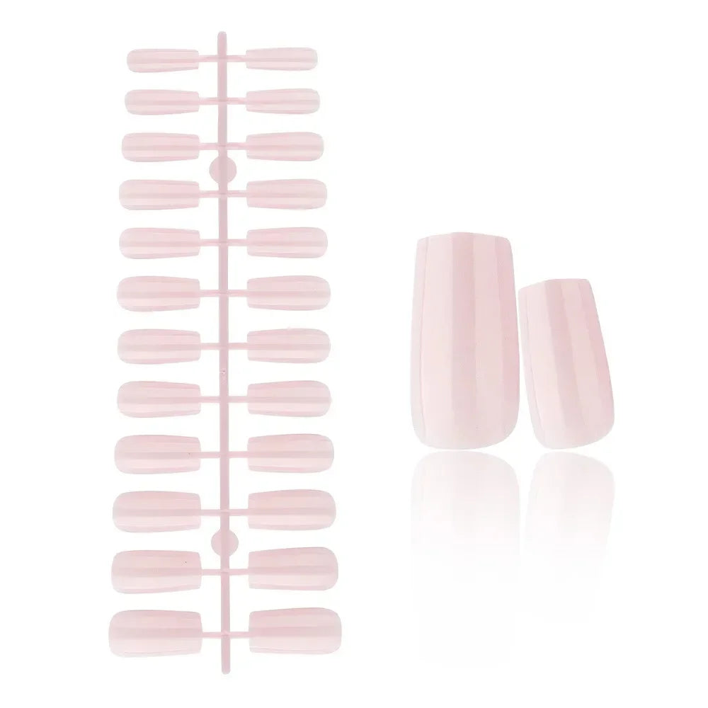 24 Pcs Solid Color Nail Tips Extension System Soft Gel Fake Nail Sculpted Square Full Cover Press on Nail Tips Artificial Nails