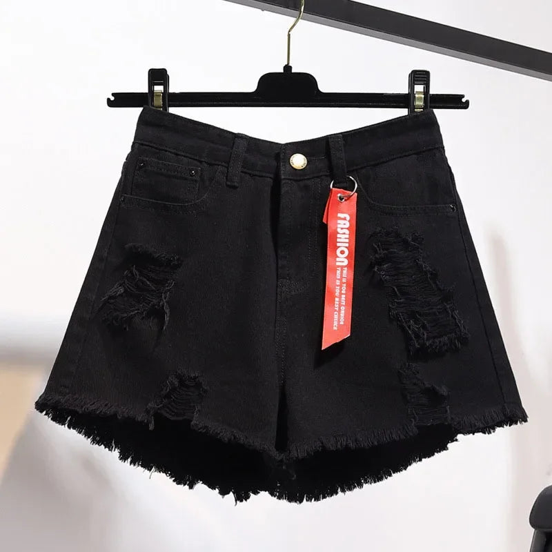 Fashion Blue Denim Shorts Women's Summer High Waist Loose Short Pants Sexy Girl All Match Hot Pants Jeans Wide Shorts Korean