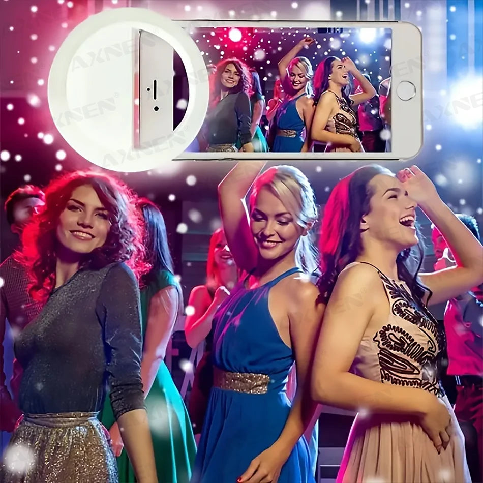 LED Light Ring with USBcharging Phone Lens Selfie Light Mini Circular Fill Light Clip Compatible with iPhone Samsung Xiaomi Poco