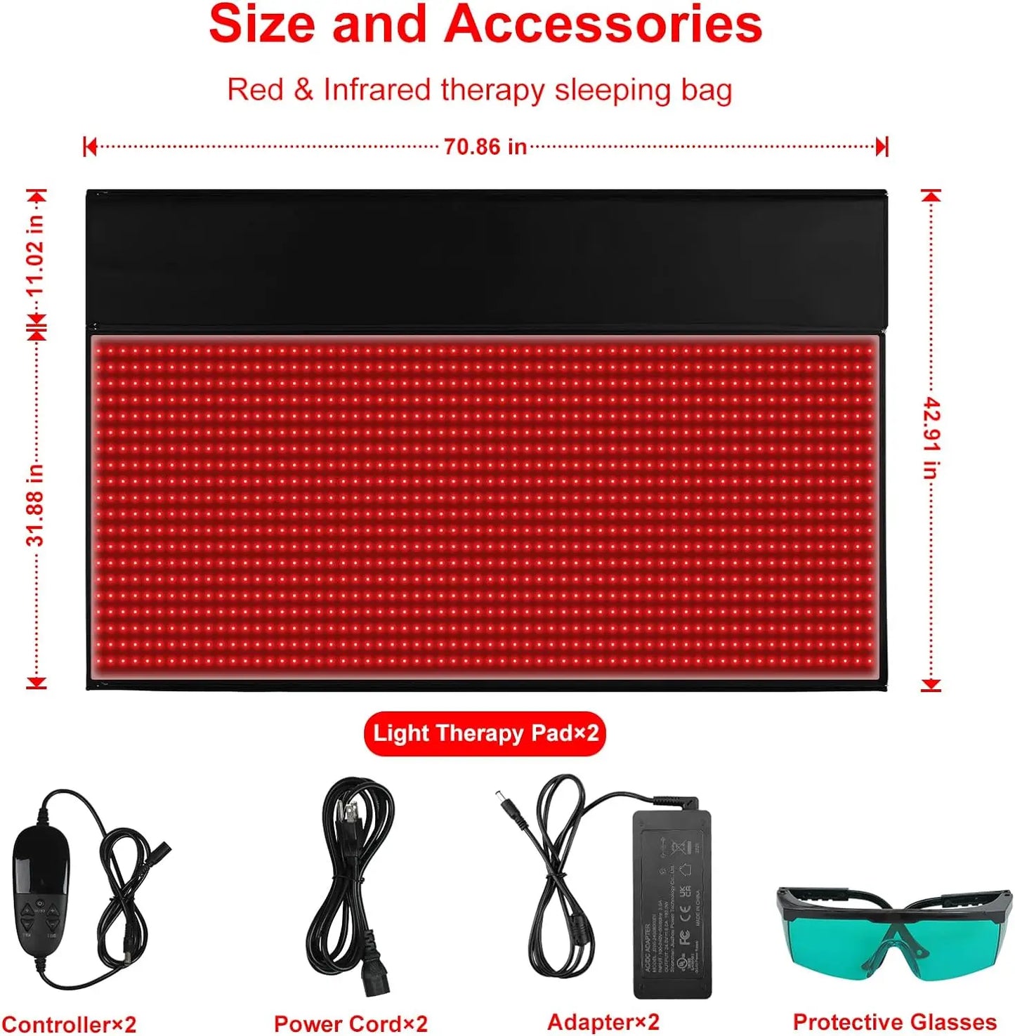 LOVTRAVEL New 2560pcs LED 660&850nm Red Light Therapy Mat Bag Near Infrared Light Therapy Mat Large Pads for Full Whole Body