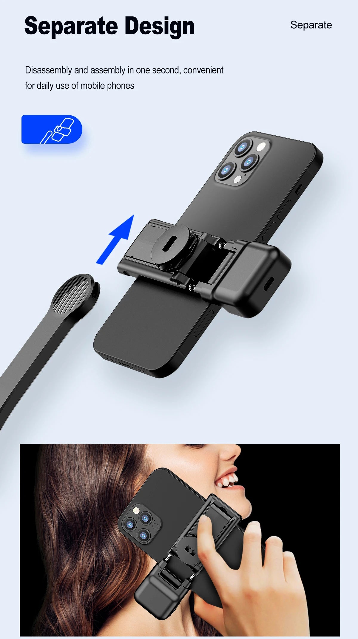 C01s Selfie Stick Tripod with Fill Light, Detachable Phone Bracket Monopod,  Wireless Bluetooth Remote for Huawei iPhone Android