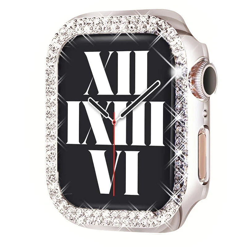Bling Case for Apple Watch Series 9 8 7 6 5 4 3 2 1 SE(No Screen), Women Glitter Rhinestone Protector Frame.