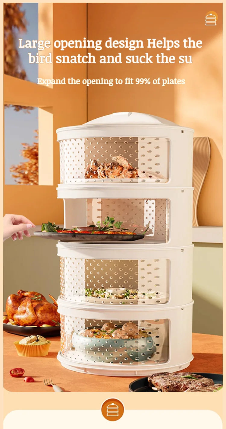 Household thermal dish cover Multilayer storage box leftovers dustproof table folding dish cover