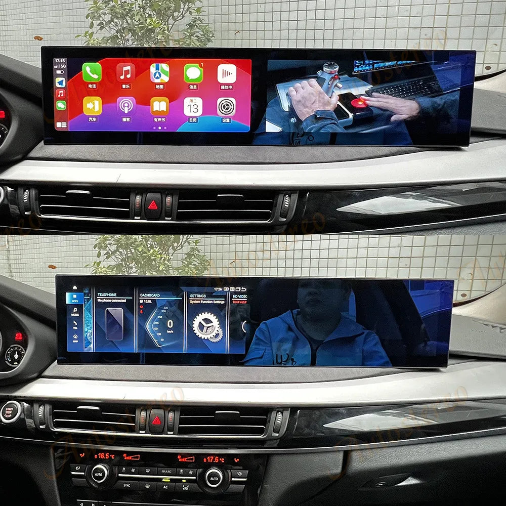 ID8 Dual Screen Carplay Android 13 For BMW X5 F15 X6 F16 X5M X6M 2014-2019 Car Multimedia Player GPS Navigation Head Unit Media