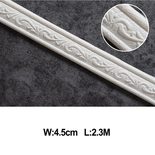 3D Wall Trim Line Wallpaper Baseboard Waist Line Self-adhesive Skirting Line 2.3m Waterproof Foam Edge Strip Living Room Home De
