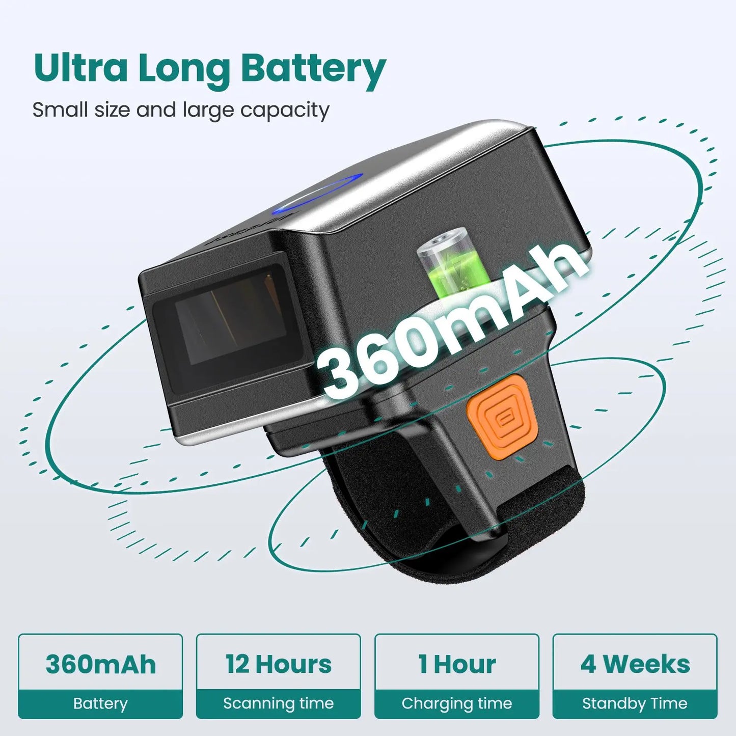 Wearable Mini 1D Ring Barcode Scanner 2.4G Wireless & Bluetooth & USB Wired 3-in-1 1D Code Reader Laser Bar Code Scanners