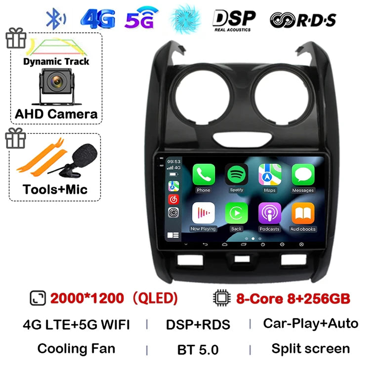 Android 14 Carplay Auto Car Radio For Renault Duster 2015 2016 2017 2018 2019 2020 Multimidia Video Player GPS 4G+WIFI Stereo BT