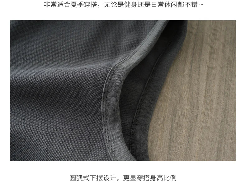 DUKEEN Heavyweight Pique Fabrics Tank Top Men 2024 Summer Sports Fitnesssleeveless T-Shirt Loose Solid Color Tops