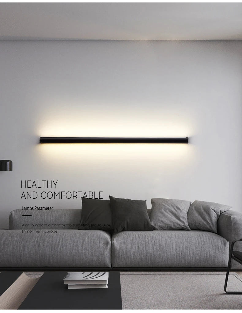 Modern Black LED Wall Lamp for Dining room Living Room Decoration LED Long Strip Wall Lights Staircase Corner Wall Lamp