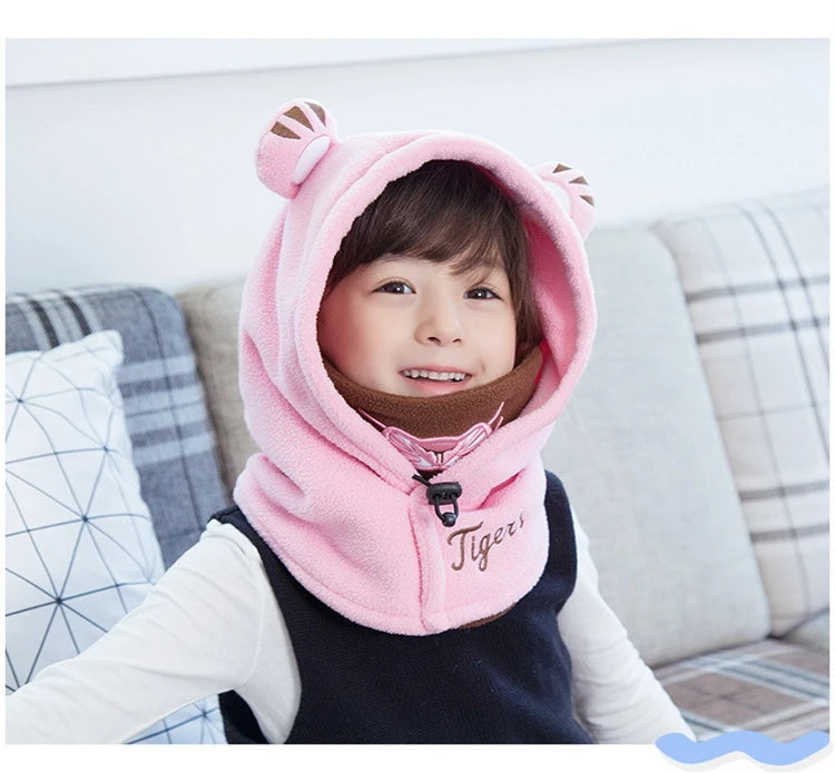 Lemonkid Kids Cartoon Animal Masked Hat Children Autumn Winter Warm Caps Child Girls Beanie Hats Boys Cycling Windproof Cap