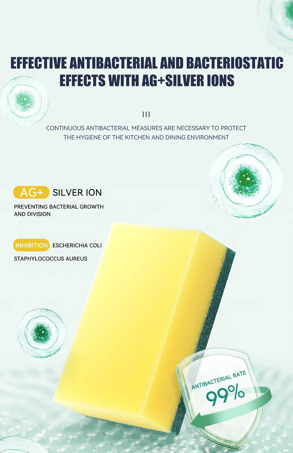 Dishwashing Sponge Reusable Kitchen Cleaning Scouring Pad Washable Scrub Sponge Eco Non-Scratch for Washing Dishes Magic Sponge