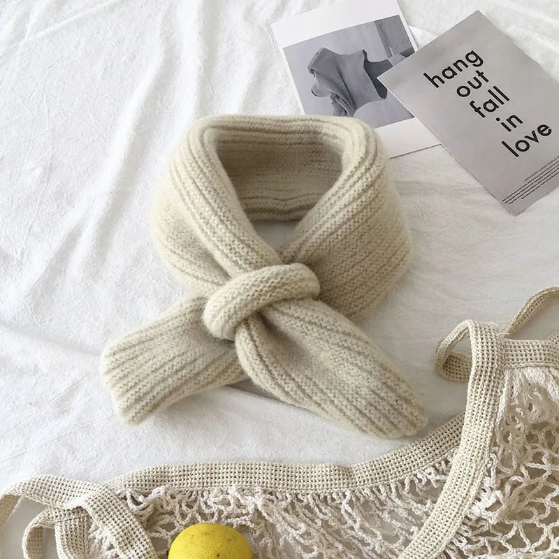 Simple Fashion Baby Scarf Candy Color Woolen Knitted Scarves For Girls Boys Winter Warm Kids Cross Neckerchief