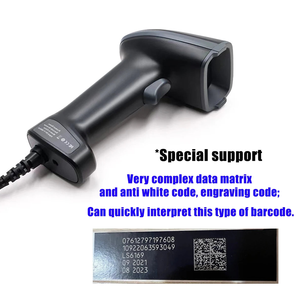2D/1D OCR Barcode Scanner Handheld Portable Wired/Wireless Bluetooth With Base MRZ PDF417 Data Matrix for Passport Identity Card