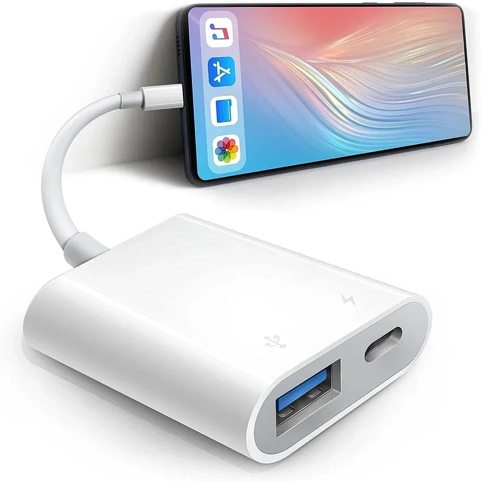 OTG Adapter For iPhone 16 15 14 13 12 Pro Max XR 8 Plus 8 Pin To USB Cable 3.0 Converter For Mouse Keyboard Camera Card Reader