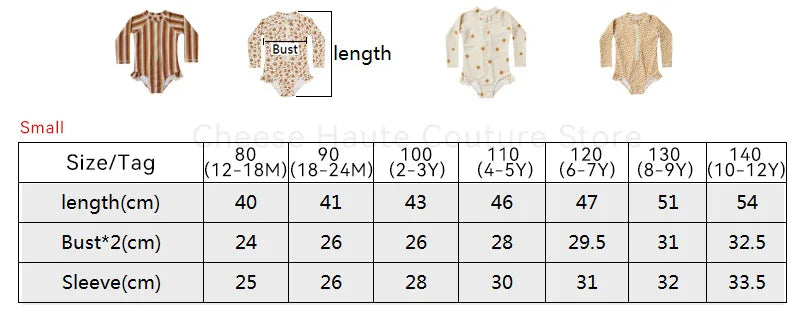 RC Baby Girls Swimwears 1-12y Kids Long Sleeve Sunscreen Floral Toddler Swimming Swimsuit Striped Bikini Suits 2022 Hot Clothes