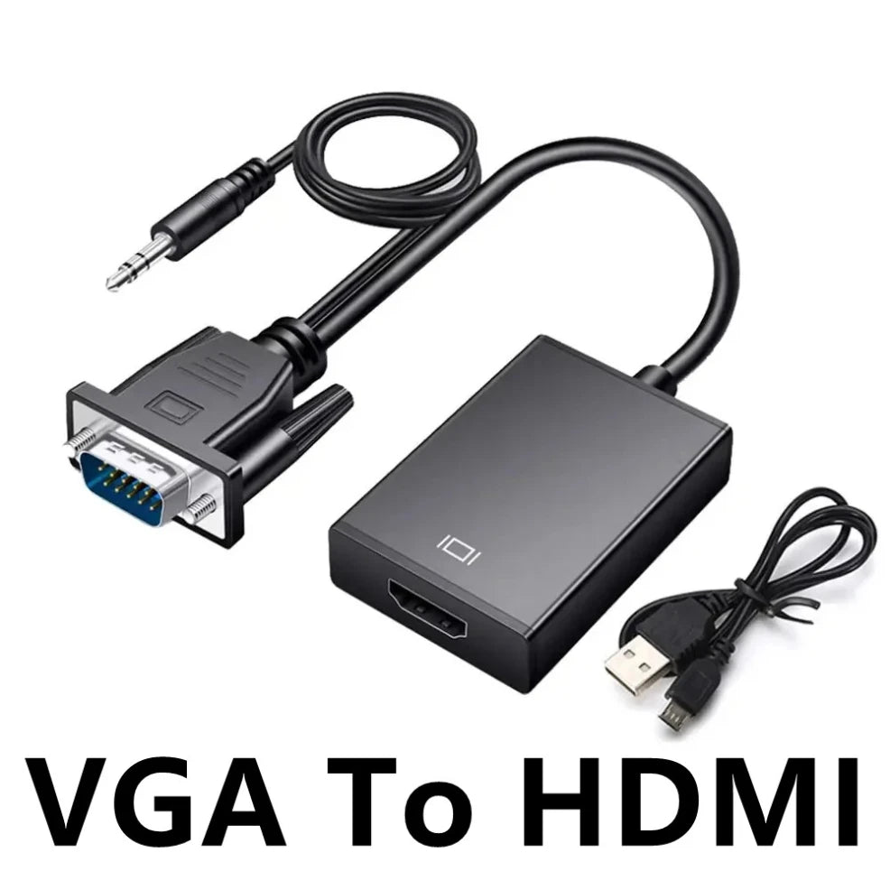 VGA to HDMI Converter Adapter 1080P VGA Male to HDMI Female Adapter Cable With 3.5mm Audio Output  for PC Laptop HDTV Projector