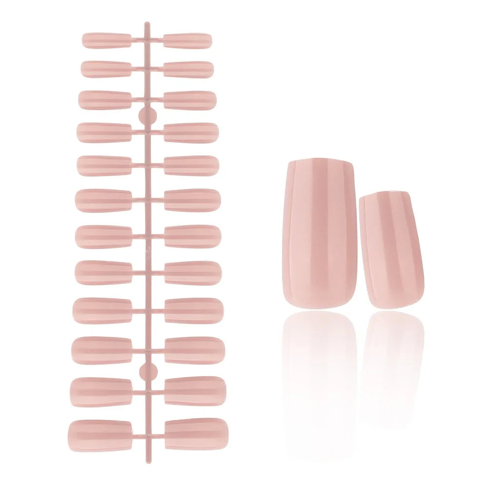 24 Pcs Solid Color Nail Tips Extension System Soft Gel Fake Nail Sculpted Square Full Cover Press on Nail Tips Artificial Nails