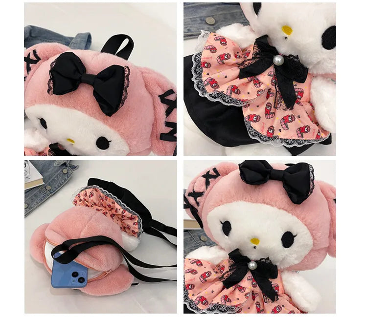 Wholesale Sanrio Plush Kuromi Backpack My Melody Backpack Shoulder Bag Kawaii Plush Toys Lolita Daypack Plushies Doll Girl Gift
