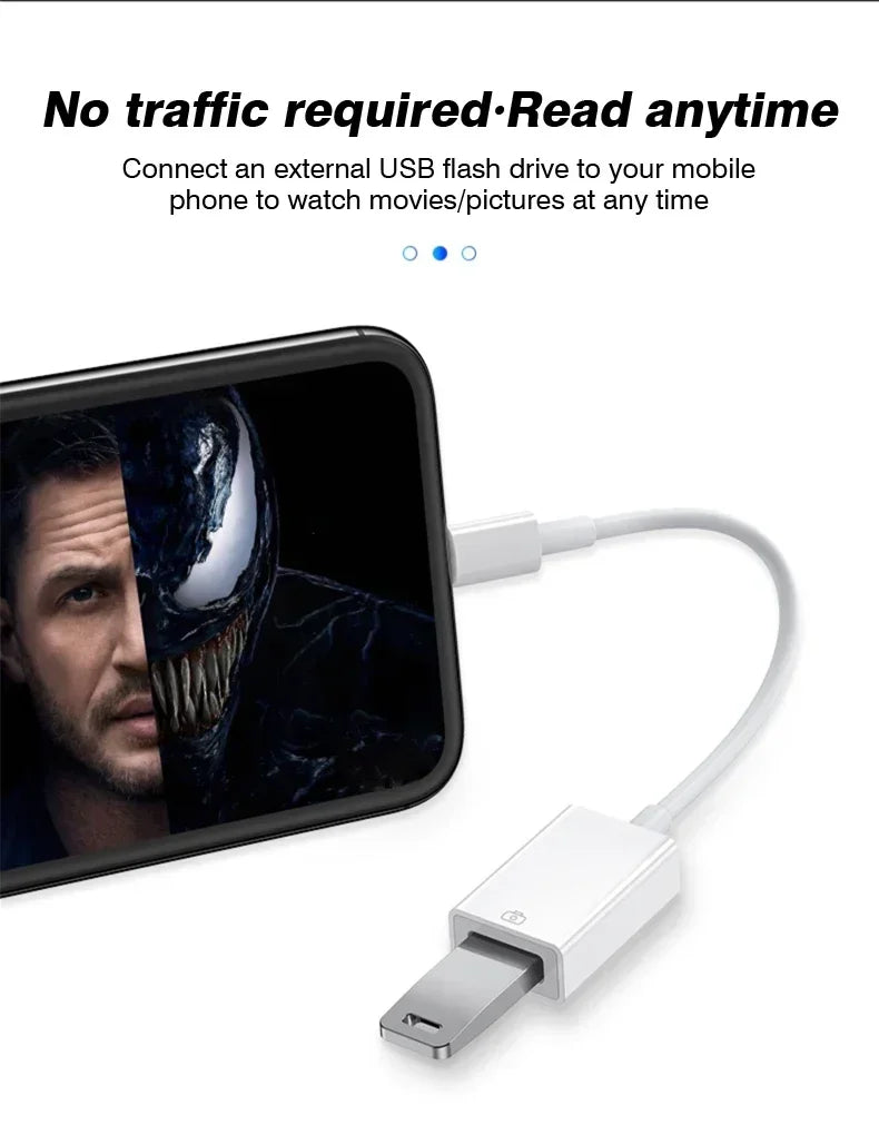 OTG Adapter For iPhone 16 15 14 13 12 Pro Max XR 8 Plus 8 Pin To USB Cable 3.0 Converter For Mouse Keyboard Camera Card Reader