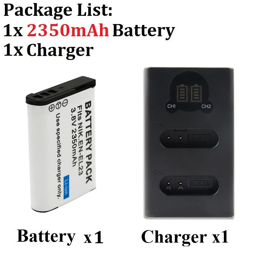 2350mAh EN-EL23 EN EL23 Battery + LED Charger for Nikon Coolpix B700 P610s P600 P900s S810c P610 P900 For Nikon EL23 Camera