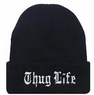 1pcs New West Beach Gangsta THUG LIFE Winter Warm Fashion Beanies Knitted Bonnet Skullies Caps Hip Hop Gorros Knit Hat Bonnets