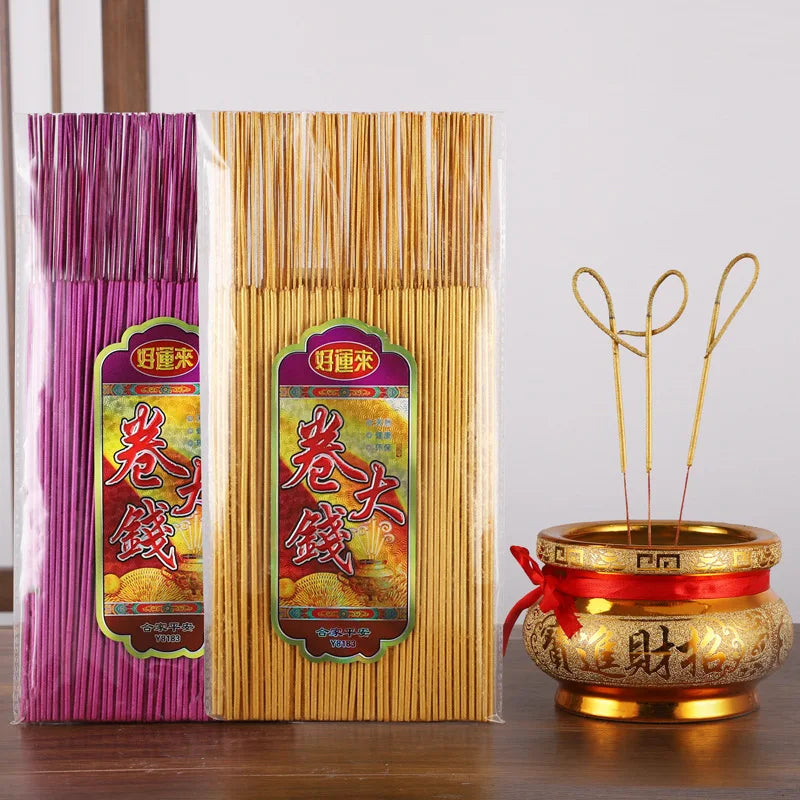 Stick Incense Golden Roll Money Handmade Smoke-free Bamboo Incense Indoor Office Purify Air/an Incense Help Sleep Natural Aroma