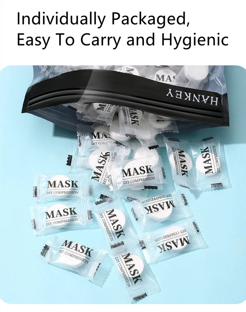 100PCS DIY Compressed Facial Mask: Disposable Non-woven Facial Mask with the Characteristics of Being Extremely Easy to Carry