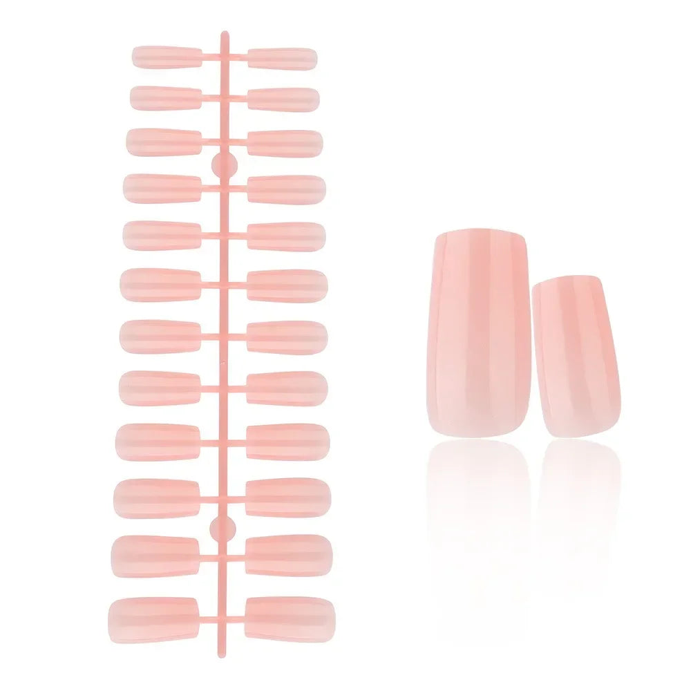 24 Pcs Solid Color Nail Tips Extension System Soft Gel Fake Nail Sculpted Square Full Cover Press on Nail Tips Artificial Nails