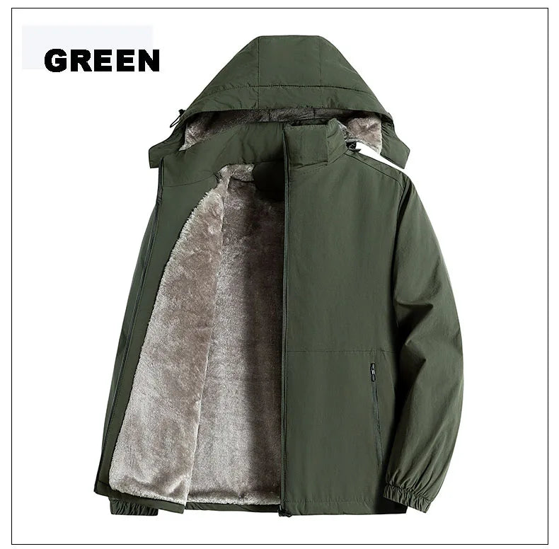 7XL 8XL Winter Jacket Men  Casual Outwear Sportswear Fleece Lining Mens Sherpa Jackets Full Zip Warm Coats  Hoodie Winter Coat