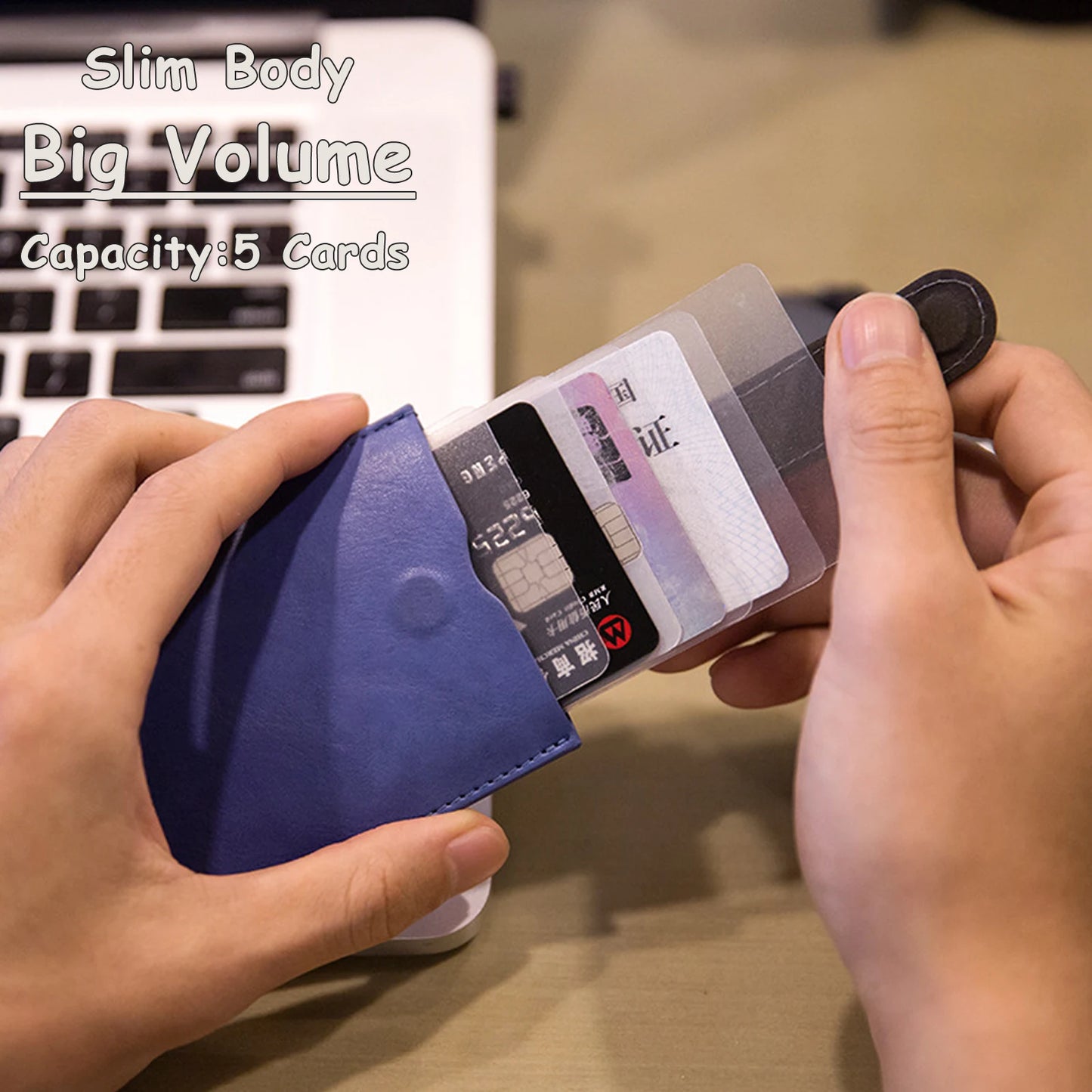 DAX V1 V2 V3 Leather Card Holder Mini Slim Portable Pulled Men Credit Card Wallet Color Gradient 5Card Money Purse Women Handbag