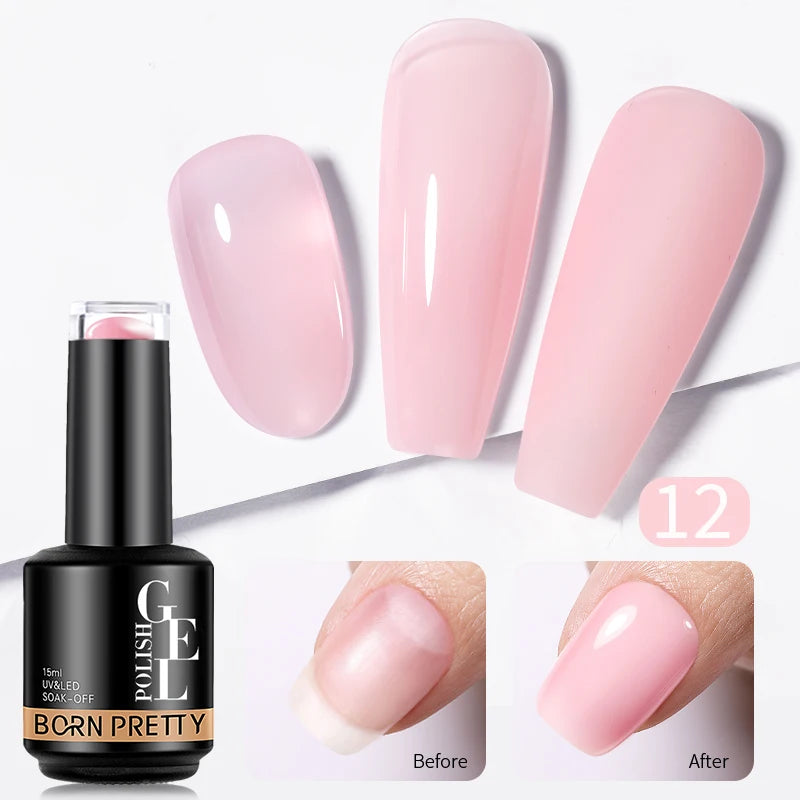 BORN PRETTY 15ML Jelly Purple Nail Gel Polish Transparent Colorful Translucent Pink Semi Permanent Soak Off Nail Art Gel Varnish