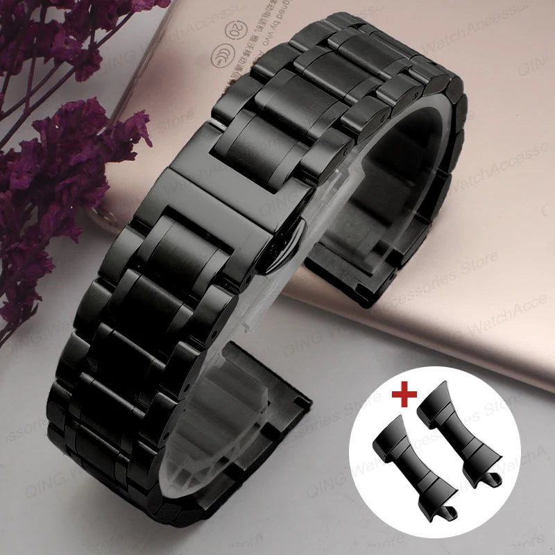 Arc Flat End Solid Stainless Steel Watchband for Tissot Butterfly Clasp Strap 12 13 14 15 16 17 18 19 20 21 22 23 24mm Universal