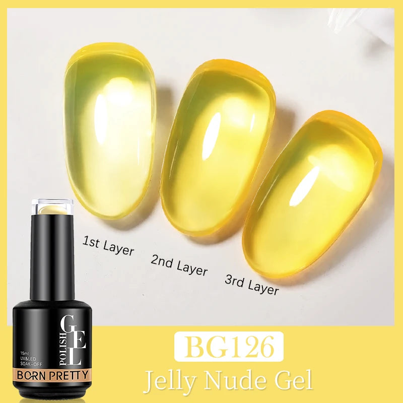 BORN PRETTY 15ML Jelly Purple Nail Gel Polish Transparent Colorful Translucent Pink Semi Permanent Soak Off Nail Art Gel Varnish
